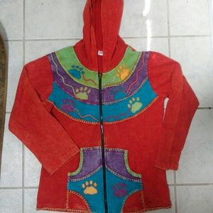 Greater good dog paw enbroidered hoodie L/XL cute!